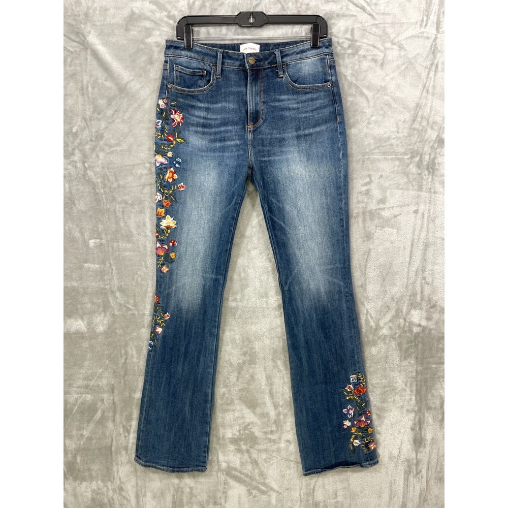 Driftwood Kelly Womens W29 L33 Blue Floral Embroidered Bootcut Jeans